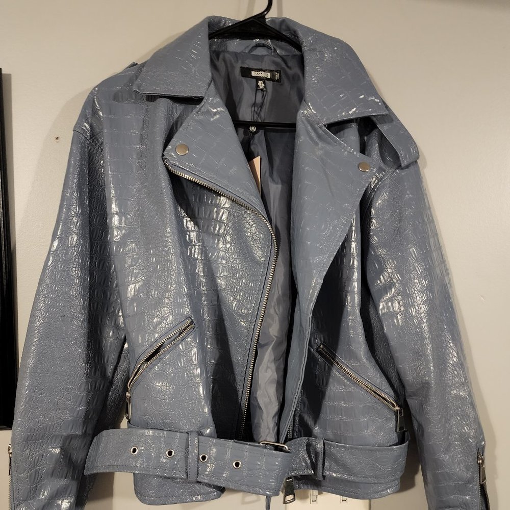 missguided croc faux leather jacket